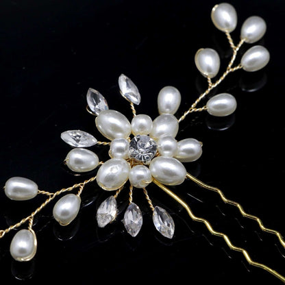 White Pearl Flower Wedding Hairpin V1237-ZY-506-0530