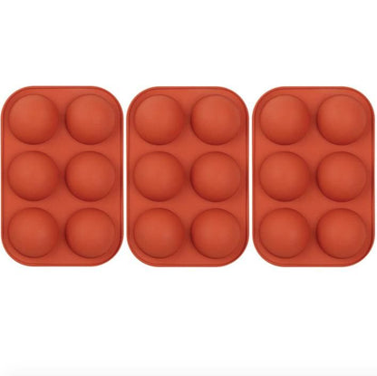 6-Piece Silicone Hemisphere Mold for Ice Chocolate Jelly, Brown V1237-ZY-506-0537