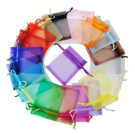100pcs Organza Bags, 9x7cm - Hand-Sewn Multicolor Gift Bags for Wedding Party Favors V1237-ZY-506-0543