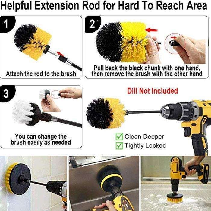 4-pack MultiColor Scrubbing Brushes for Drill and Screwdriver V1237-ZY-506-0545