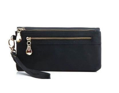 Stylish black wallet with gold zipper, Black V1237-ZY-506-0555