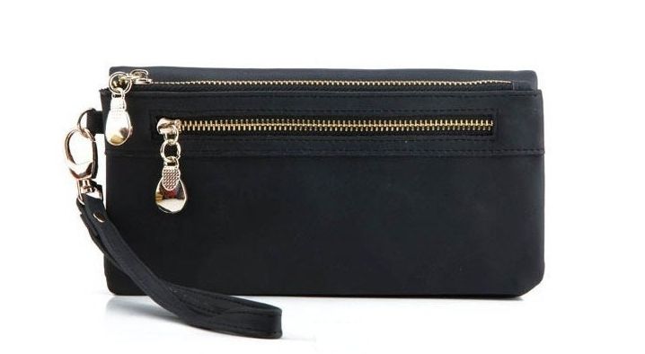 Stylish black wallet with gold zipper, Black V1237-ZY-506-0555