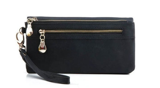 Stylish black wallet with gold zipper, Black V1237-ZY-506-0555