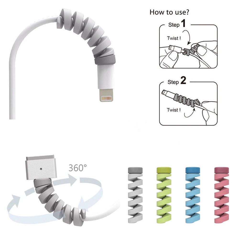 8 pack Universal Cable Protector Spiral Bites, MultiColor V1237-ZY-506-0565