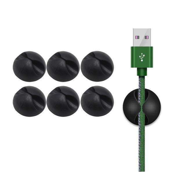 6-Pack Self-Adhesive Round Cable Holders, Black V1237-ZY-506-0570