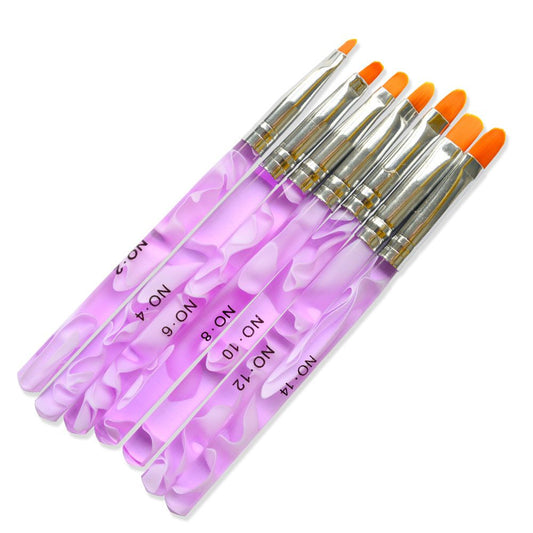 7pcs Acrylic Nail Brushes UV, Pink V1237-ZY-506-0587