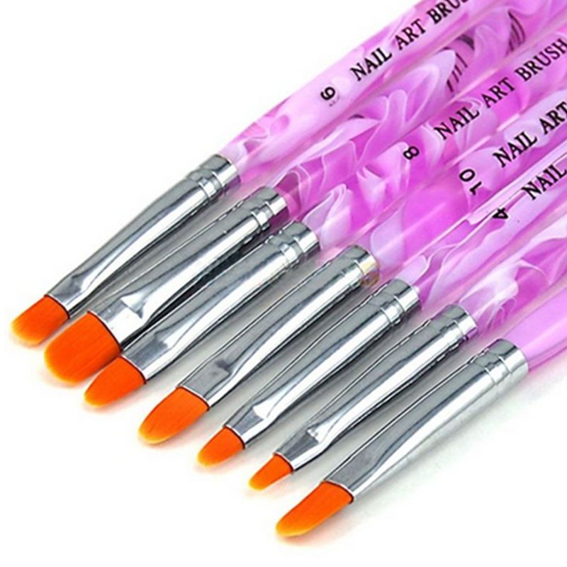 7pcs Acrylic Nail Brushes UV, Pink V1237-ZY-506-0587