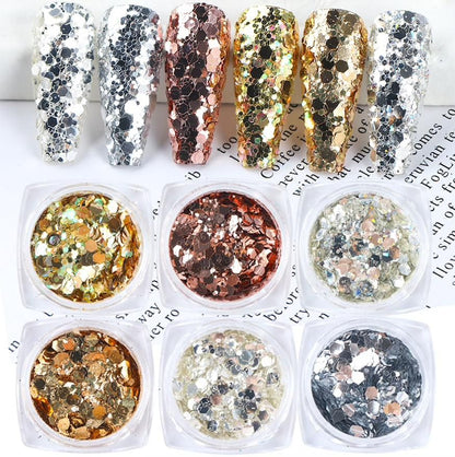 6pcs multi-color nail glitter decorations V1237-ZY-506-0595