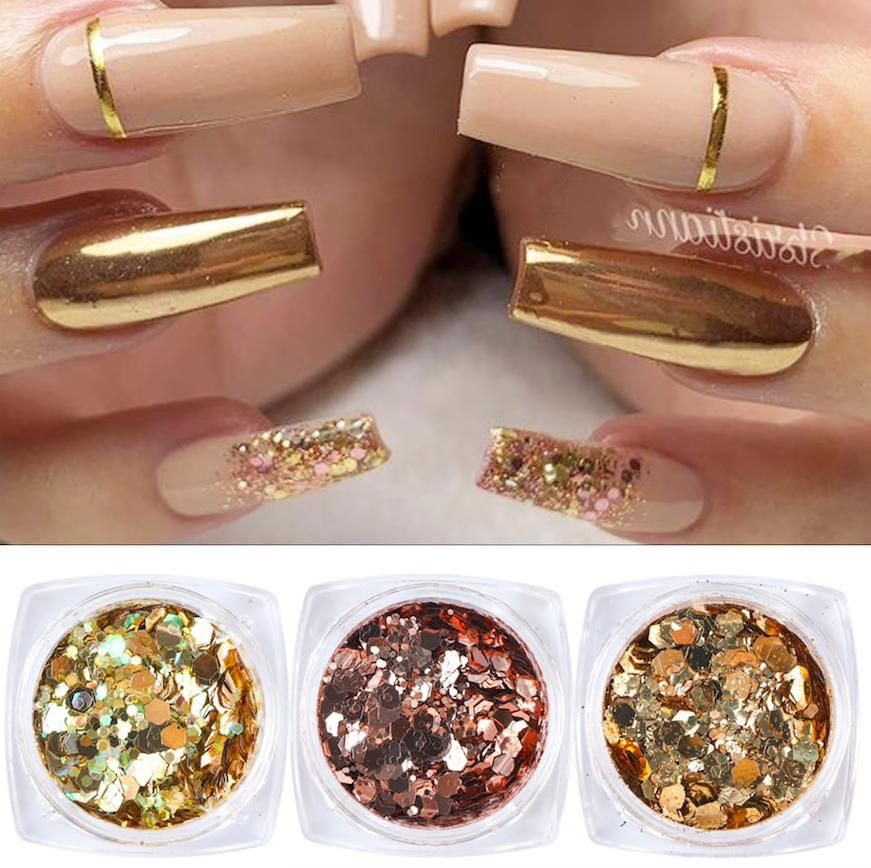 6pcs multi-color nail glitter decorations V1237-ZY-506-0595