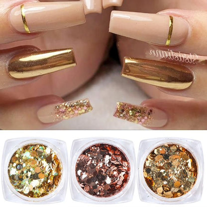 6pcs multi-color nail glitter decorations V1237-ZY-506-0595