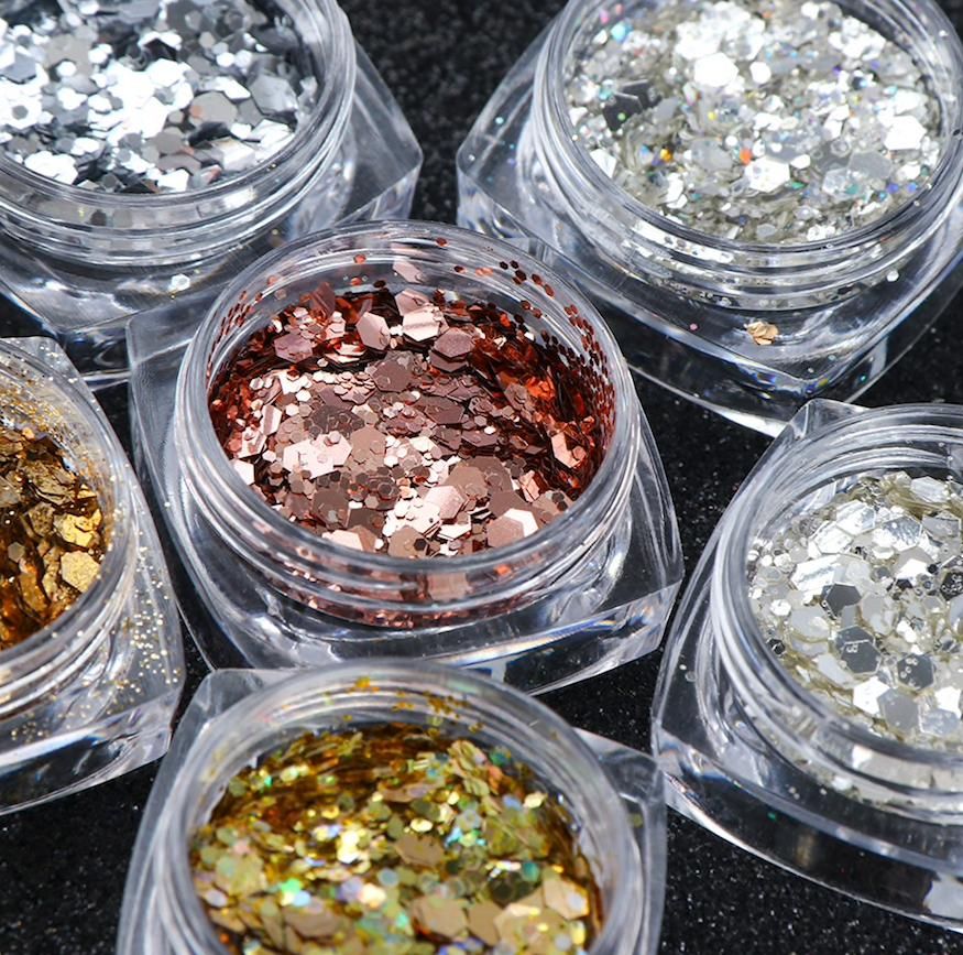 6pcs multi-color nail glitter decorations V1237-ZY-506-0595