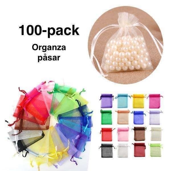 100pcs White Organza Bags, 9x7cm - Hand-sewn Gift Bags V1237-ZY-506-0597