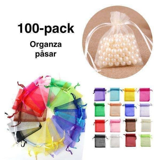 100pcs White Organza Bags, 9x7cm - Hand-sewn Gift Bags V1237-ZY-506-0597