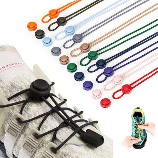 2 Pairs Elastic Shoelaces with Drawstring No Need to Tie, Solid Color Yellow V1237-ZY-506-0635