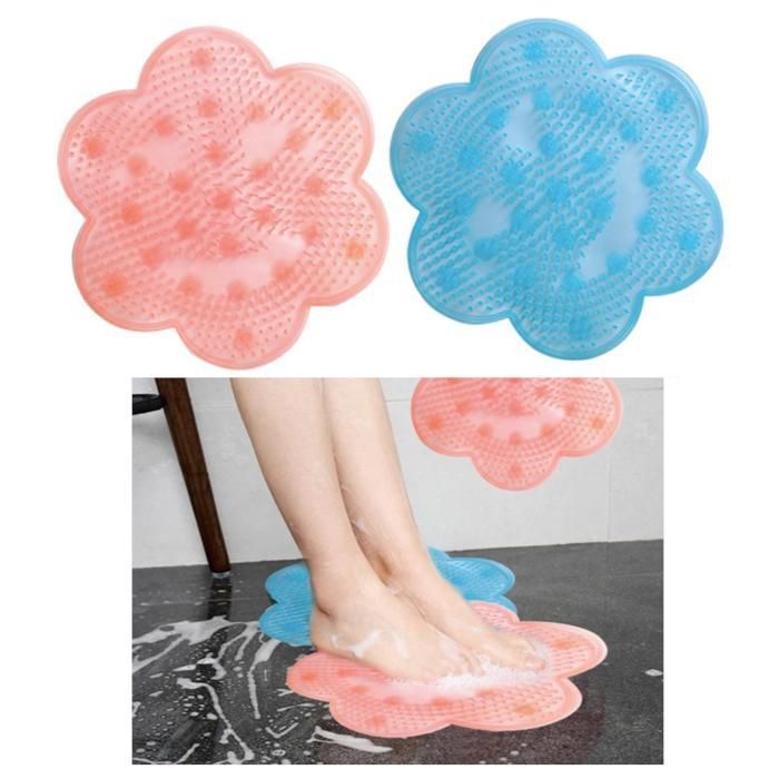 Pink Non-Slip Silicone Foot Massage Pad with Suction for Bathroom V1237-ZY-506-0640