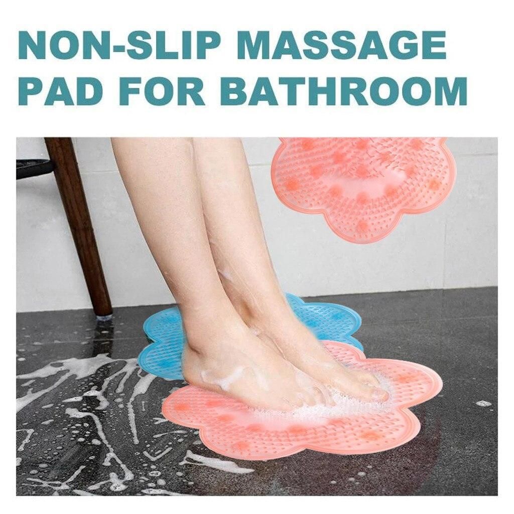 Pink Non-Slip Silicone Foot Massage Pad with Suction for Bathroom V1237-ZY-506-0640