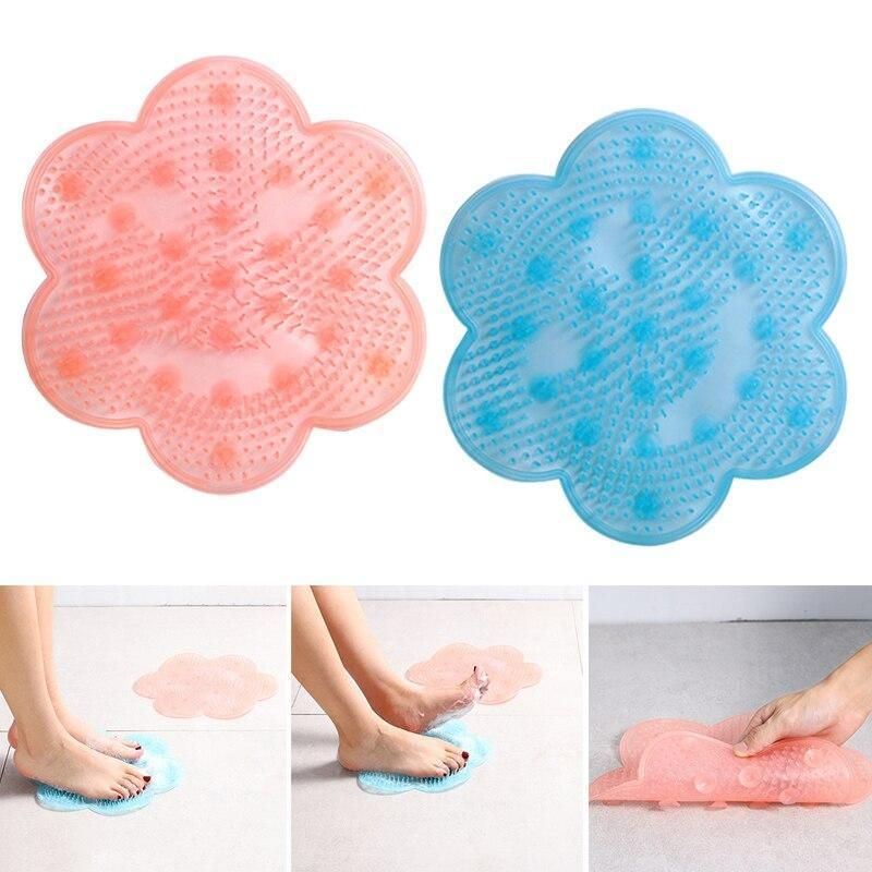 Pink Non-Slip Silicone Foot Massage Pad with Suction for Bathroom V1237-ZY-506-0640