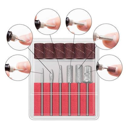 6pc drill bits for electric file sanding bands, silver V1237-ZY-506-0644