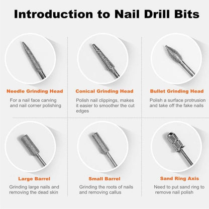 6pc drill bits for electric file sanding bands, silver V1237-ZY-506-0644