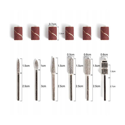 6pc drill bits for electric file sanding bands, silver V1237-ZY-506-0644