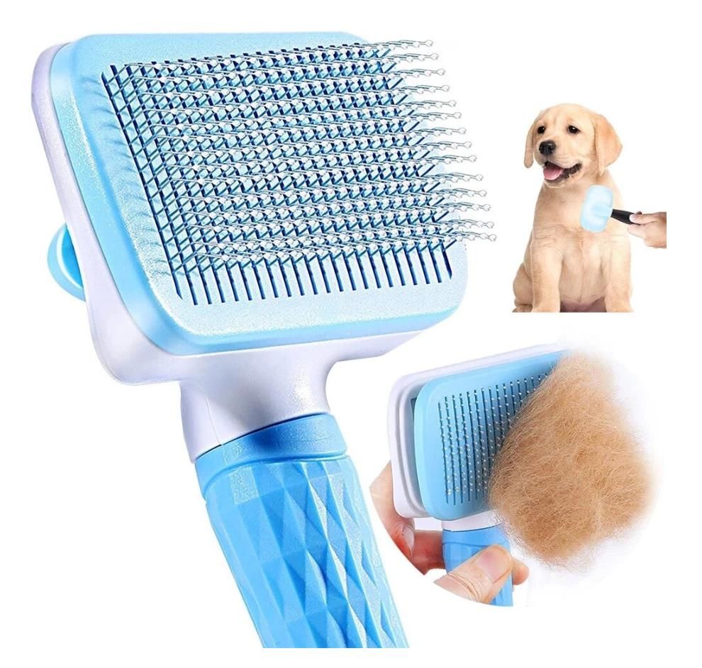 Self-cleaning pet brush, blue, for cats and dogs V1237-ZY-506-0665