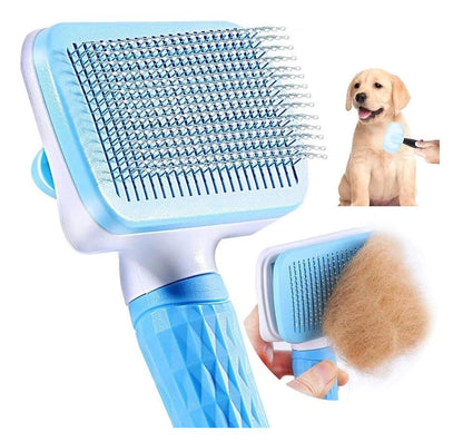 Self-cleaning pet brush, blue, for cats and dogs V1237-ZY-506-0665