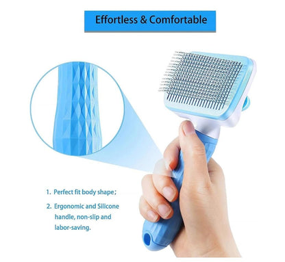 Self-cleaning pet brush, blue, for cats and dogs V1237-ZY-506-0665