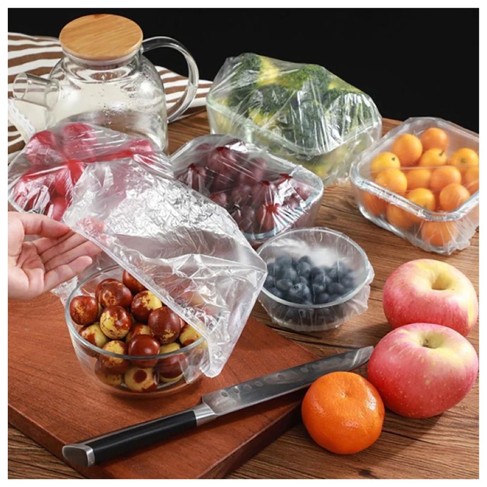 100-pack Elastic Food Covers, Transparent V1237-ZY-506-0689