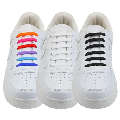 2pcs No-Tie Elastic Shoelaces in Black Silicone, one size V1237-ZY-506-0693