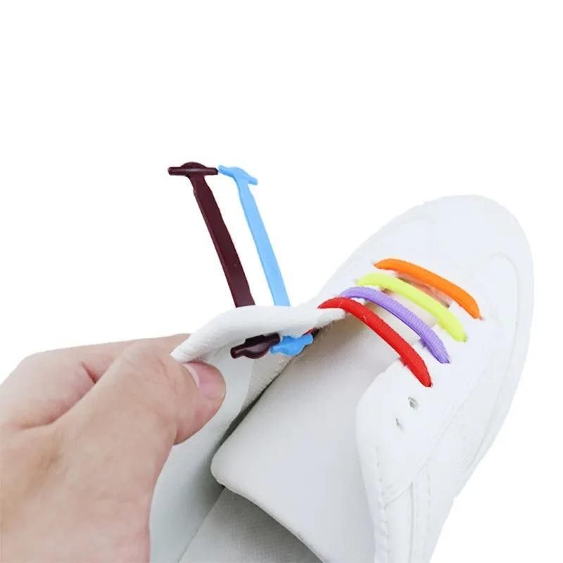 2pcs No-Tie Elastic Shoelaces in Black Silicone, one size V1237-ZY-506-0693