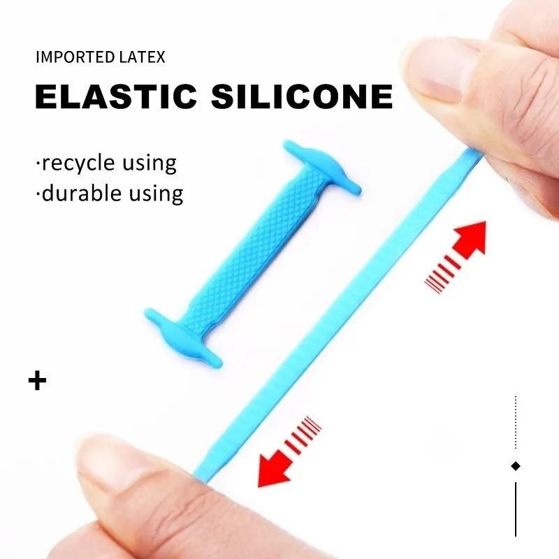 2pcs No-Tie Elastic Shoelaces in Black Silicone, one size V1237-ZY-506-0693