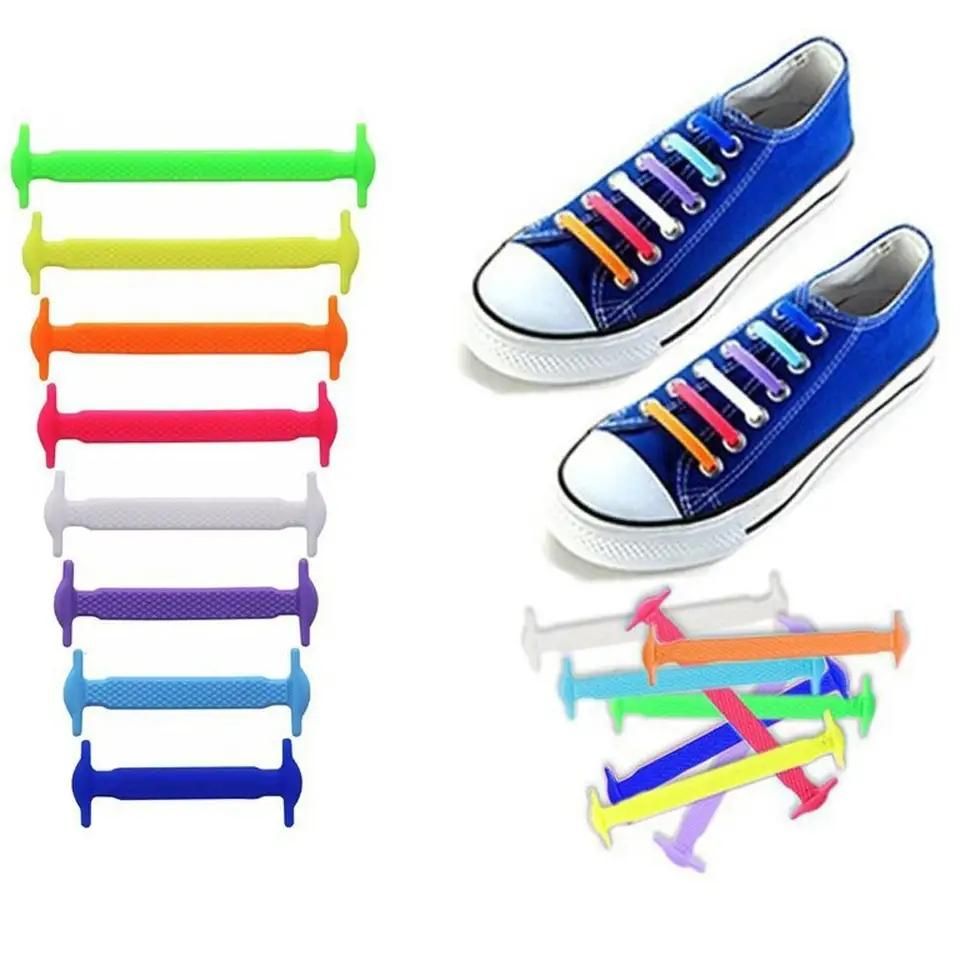 2pcs No-Tie Elastic Shoelaces in Black Silicone, one size V1237-ZY-506-0693