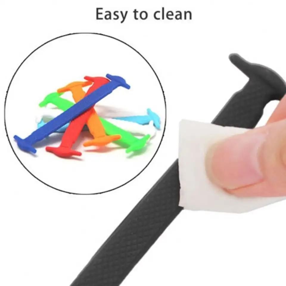 2pcs No-Tie Elastic Shoelaces in Black Silicone, one size V1237-ZY-506-0693