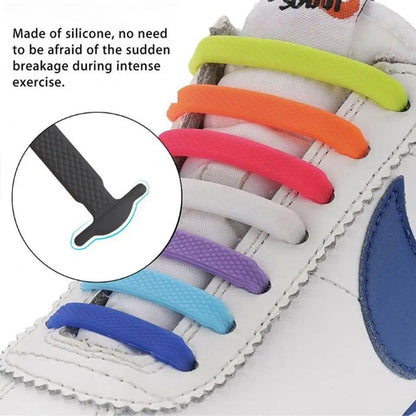 2pcs No-Tie Elastic Shoelaces in Black Silicone, one size V1237-ZY-506-0693