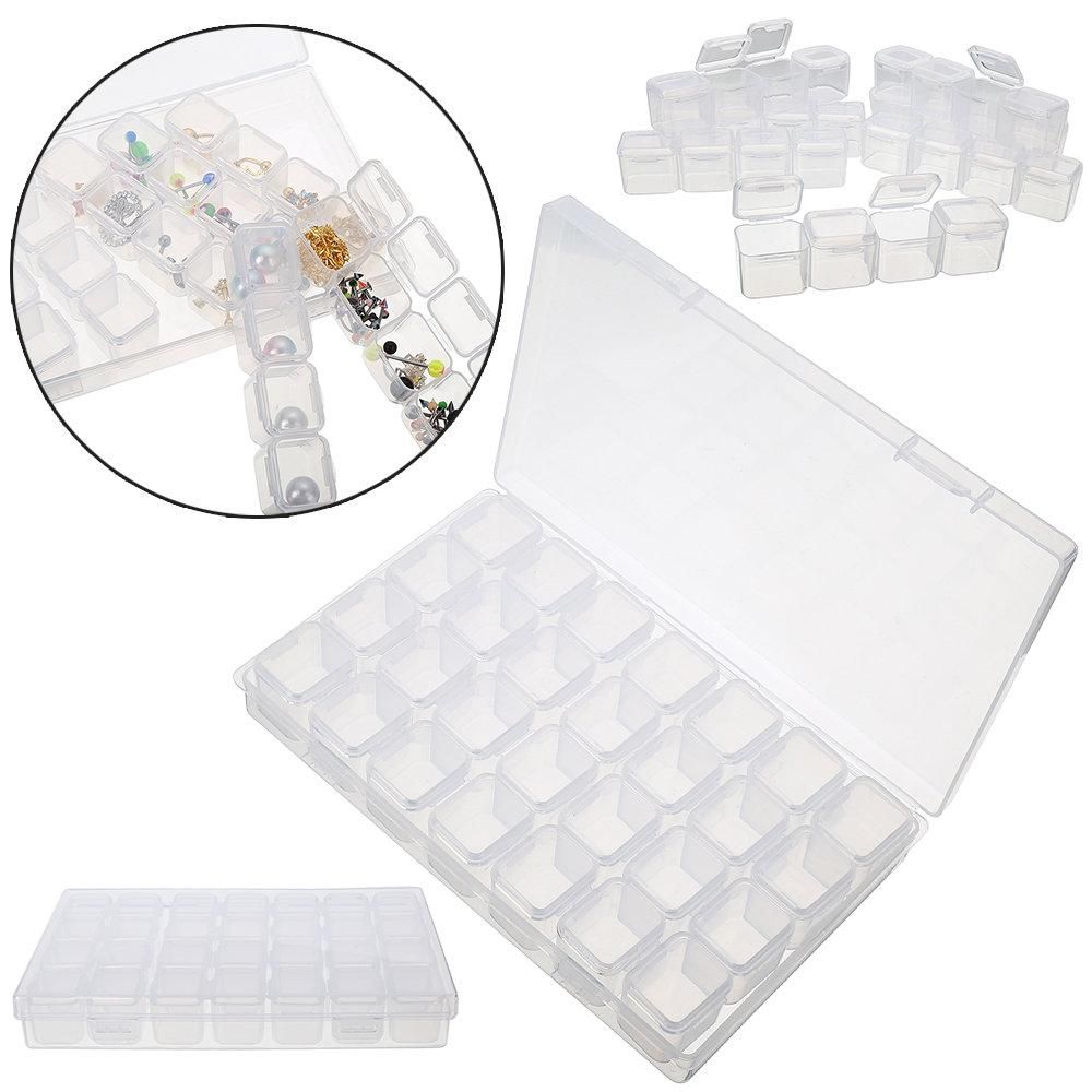 28-Slots Clear Diamond Painting Storage Box, Compatible with DIY Craft Organizers V1237-ZY-506-0697