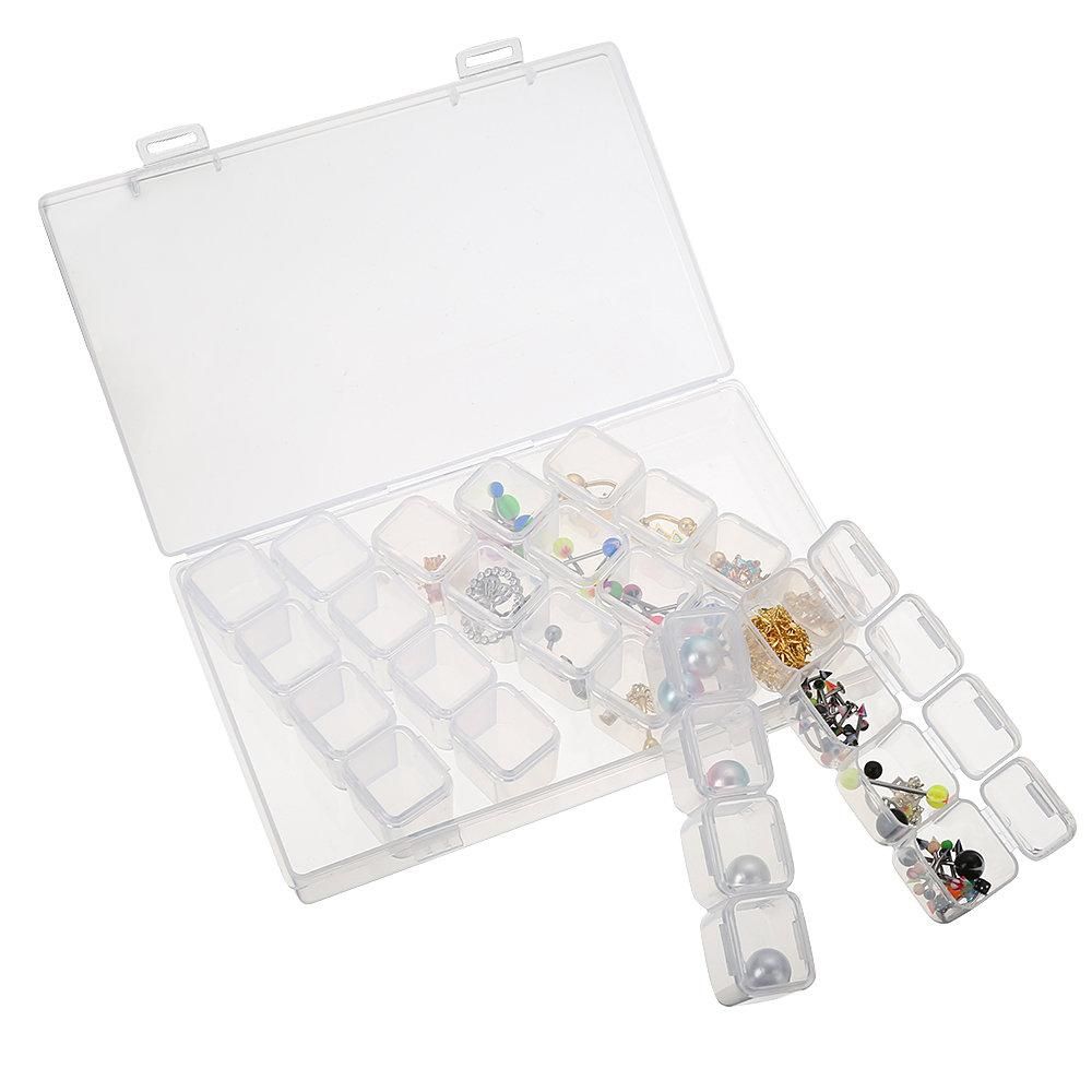 28-Slots Clear Diamond Painting Storage Box, Compatible with DIY Craft Organizers V1237-ZY-506-0697