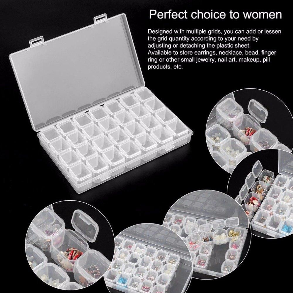 28-Slots Clear Diamond Painting Storage Box, Compatible with DIY Craft Organizers V1237-ZY-506-0697