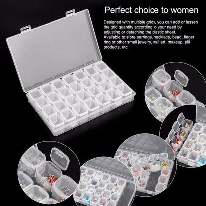 28-Slots Clear Diamond Painting Storage Box, Compatible with DIY Craft Organizers V1237-ZY-506-0697