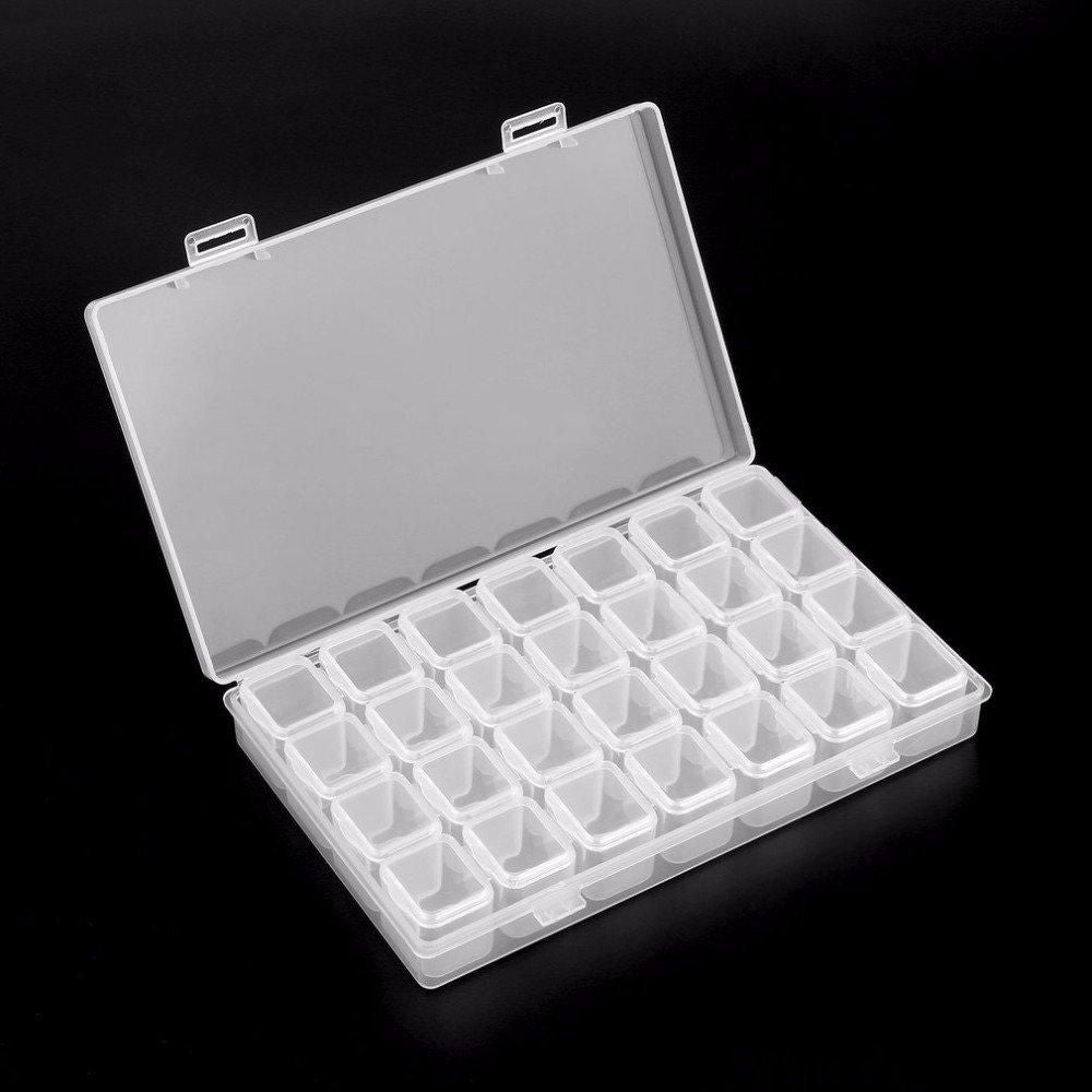 28-Slots Clear Diamond Painting Storage Box, Compatible with DIY Craft Organizers V1237-ZY-506-0697