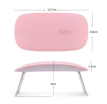 Mini UV LED Nail Lamp 12W for Gel Polish Hybrid Gel, Pink V1237-ZY-506-0700