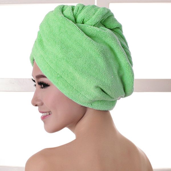 Microfiber hair turban towel, Green V1237-ZY-506-0720