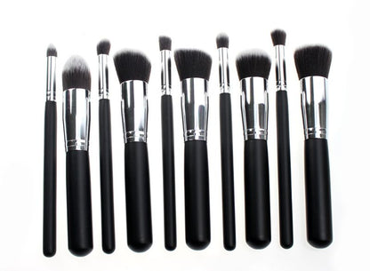 10pcs Professional Makeup Brushes Set, Silver Black V1237-ZY-506-0723
