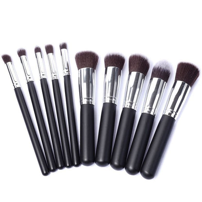 10pcs Professional Makeup Brushes Set, Silver Black V1237-ZY-506-0723