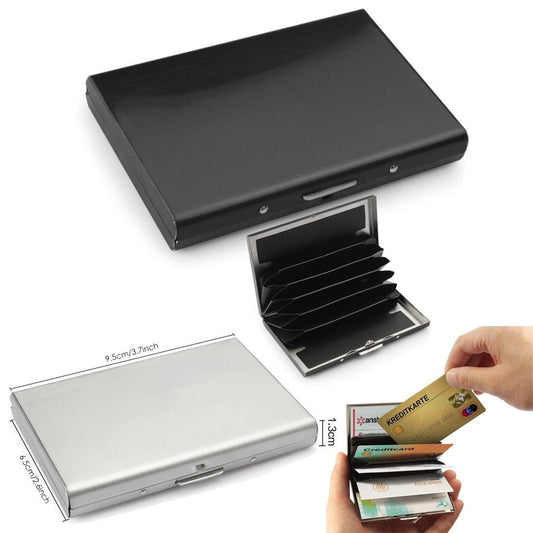 10-Card Slot RFID Protected Metal Wallet, Stainless Steel Card Holder with Compartments, Black V1237-ZY-506-0726