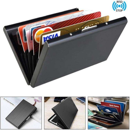 10-card slot RFID protected metal wallet with compartments, Stainless steel, Brown V1237-ZY-506-0727