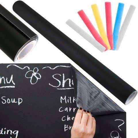 Reusable Self-Adhesive Chalk Poster with Crayons, Black V1237-ZY-506-0733