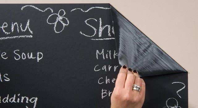 Reusable Self-Adhesive Chalk Poster with Crayons, Black V1237-ZY-506-0733