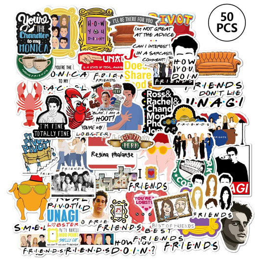 50pcs Fashion Graffiti Stickers, Waterproof for Laptop & Skateboard, Compatible with Friends V1237-ZY-506-0734