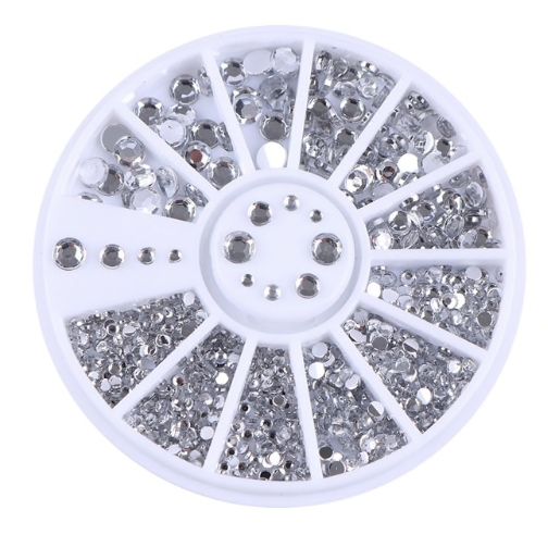 Rhinestone 4 sizes, Silver Clear V1237-ZY-506-0745
