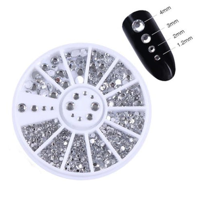 Rhinestone 4 sizes, Silver Clear V1237-ZY-506-0745